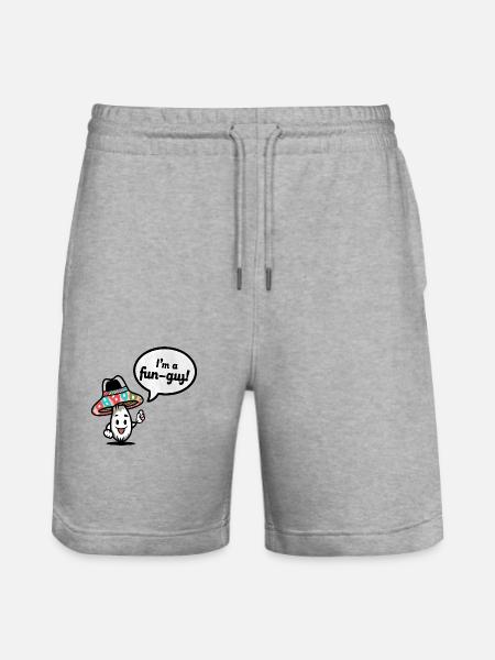 Fun-Guy Mushroom Speech Bubble Digital Art - Stanley/Stella Trainer Unisex Organic Jogging Shorts - heather grey