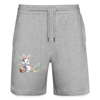 Pâques Pâques Lapin Pâques Samedi Pâques Dimanche Pâques Oeufs de Pâques Printemps - Short de jogging bio TRAINER Stanley/Stella unisexe - gris chiné - Devant - Nik (191cm) & Marisol (170cm)