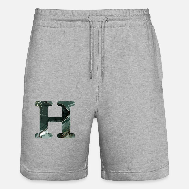 Lettre h marbré vert - Short de jogging bio TRAINER Stanley/Stella unisexe - gris chiné