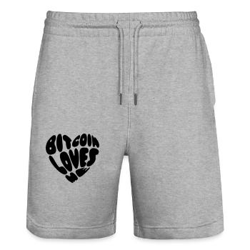 Bitcoin liebt mich - Stanley/Stella Unisex Bio Joggingshorts Trainer  - Grau meliert - Vorne - Nik (191cm) & Marisol (170cm)