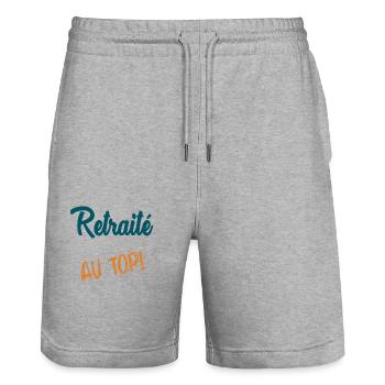 RETRAITE. RETRAITE. RETRAITEE. SENIOR. MAMIE. PAPY - Short de jogging bio TRAINER Stanley/Stella unisexe - gris chiné - Devant - Nik (191cm) & Marisol (170cm)
