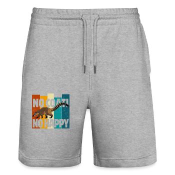 No Coati No Happy - Autocollant Coati mignon - Short de jogging bio TRAINER Stanley/Stella unisexe - gris chiné - Devant - Nik (191cm) & Marisol (170cm)