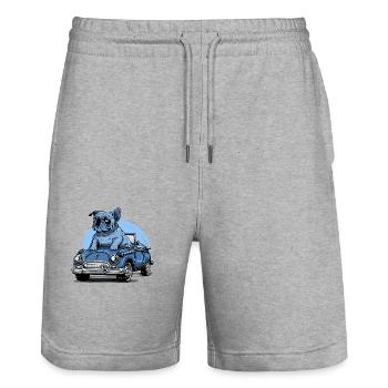 Dog Bulldog Animals Puppy Cute Dog Watercolor Art - Stanley/Stella Trainer Unisex Organic Jogging Shorts - heather grey - Front - Nik (191cm) & Marisol (170cm)