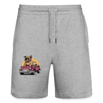 Dog Bulldog Animals Puppy Cute Dog Watercolor Art - Stanley/Stella Trainer Unisex Organic Jogging Shorts - heather grey - Front - Nik (191cm) & Marisol (170cm)