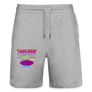 des schlimmste was man den FASCHOS antun kann - Stanley/Stella Unisex Bio Joggingshorts Trainer  - Grau meliert - Vorne - Nik (191cm) & Marisol (170cm)