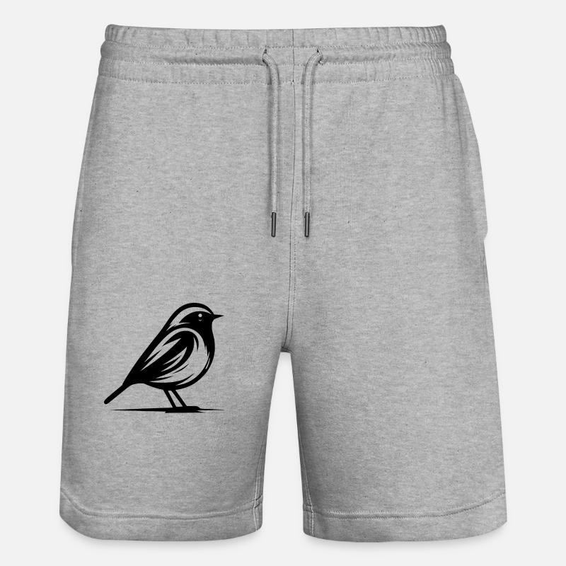 Rotkehlchen in Schwarz-Weiß - Stanley/Stella Unisex Bio Joggingshorts Trainer - Grau meliert