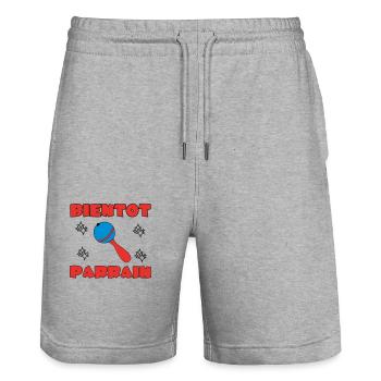 BALD PATE SEIN - Stanley/Stella Unisex Bio Joggingshorts Trainer  - Grau meliert - Vorne - Nik (191cm) & Marisol (170cm)