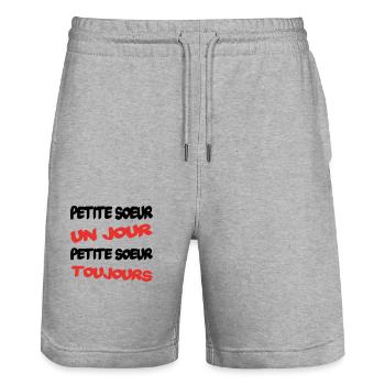 LITTLE SISTER one day - Stanley/Stella Trainer Unisex Organic Jogging Shorts - heather grey - Front - Nik (191cm) & Marisol (170cm)