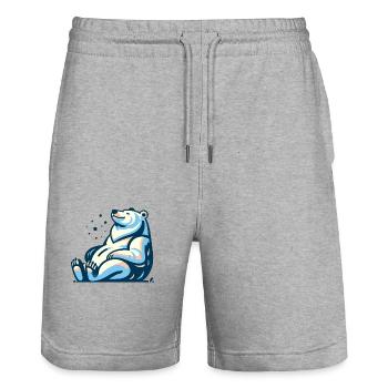 Cool Ice Bear - Stanley/Stella Trainer Unisex Organic Jogging Shorts - heather grey - Front - Nik (191cm) & Marisol (170cm)