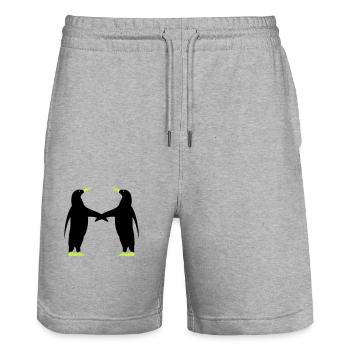pinguin 2 - Stanley/Stella Unisex Bio Joggingshorts Trainer  - Grau meliert - Vorne - Nik (191cm) & Marisol (170cm)