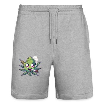 Smoking Bud - Stanley/Stella Trainer Unisex Organic Jogging Shorts - heather grey - Front - Nik (191cm) & Marisol (170cm)