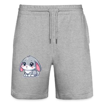 Baby Rabbit - Stanley/Stella Trainer Unisex Organic Jogging Shorts - heather grey - Front - Nik (191cm) & Marisol (170cm)