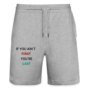 WENN DU NICHT DER ERSTE BIST, BIST DU DER LETZTE - Stanley/Stella Unisex Bio Joggingshorts Trainer  - Grau meliert - Vorne - Nik (191cm) & Marisol (170cm)