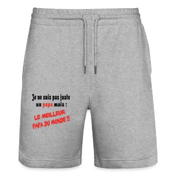 Ich bin einfach der beste Vater der Welt - Stanley/Stella Unisex Bio Joggingshorts Trainer  - Grau meliert - Vorne - Nik (191cm) & Marisol (170cm)