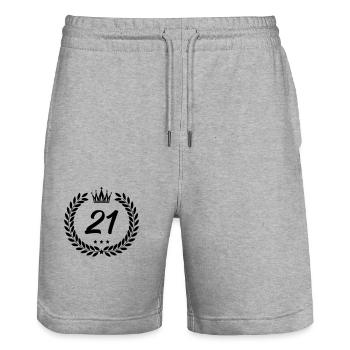 wappen 21 - Stanley/Stella Unisex Bio Joggingshorts Trainer  - Grau meliert - Vorne - Nik (191cm) & Marisol (170cm)