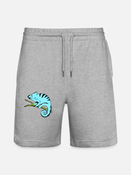 funny cameleon 02 copy - Stanley/Stella Trainer Unisex Organic Jogging Shorts - heather grey