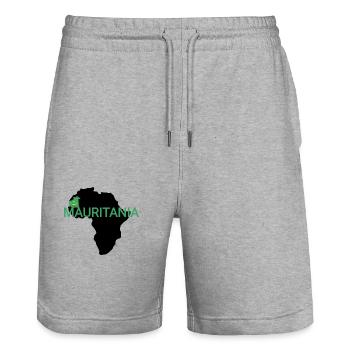 Africa Outline Mauritania - Stanley/Stella Trainer Unisex Organic Jogging Shorts - heather grey - Front - Nik (191cm) & Marisol (170cm)