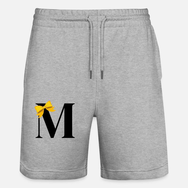 Lettre m nœud jaune - Short de jogging bio TRAINER Stanley/Stella unisexe - gris chiné