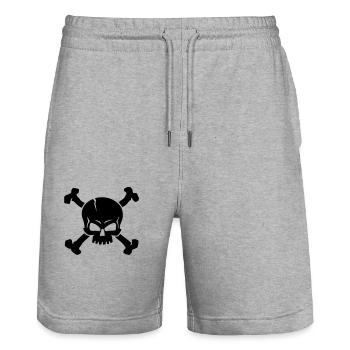 CRÂNE CROISÉ - 1C - Short de jogging bio TRAINER Stanley/Stella unisexe - gris chiné - Devant - Nik (191cm) & Marisol (170cm)