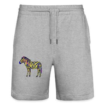 Zebra - Stanley/Stella Unisex Bio Joggingshorts Trainer  - Grau meliert - Vorne - Nik (191cm) & Marisol (170cm)