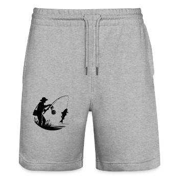 Angler - Stanley/Stella Trainer Unisex Organic Jogging Shorts - heather grey - Front - Nik (191cm) & Marisol (170cm)