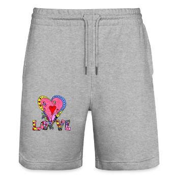 Herz - Stanley/Stella Unisex Bio Joggingshorts Trainer  - Grau meliert - Vorne - Nik (191cm) & Marisol (170cm)