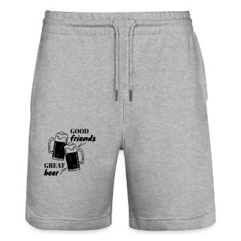 Good Friends, Great Beer - Stanley/Stella Trainer Unisex Organic Jogging Shorts - heather grey - Front - Nik (191cm) & Marisol (170cm)