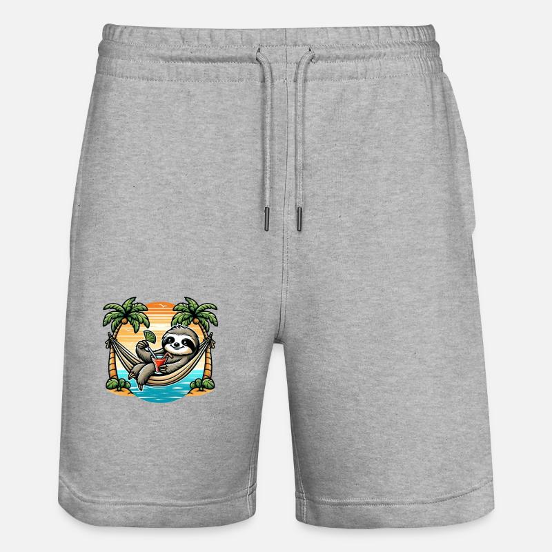 Faultier in Hängematte - Stanley/Stella Unisex Bio Joggingshorts Trainer  - Grau meliert