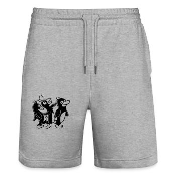 Crazy penguins running stupid kicking team friends - Stanley/Stella Trainer Unisex Organic Jogging Shorts - heather grey - Front - Nik (191cm) & Marisol (170cm)