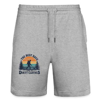 Your treasure is waiting - Stanley/Stella Trainer Unisex Organic Jogging Shorts - heather grey - Front - Nik (191cm) & Marisol (170cm)