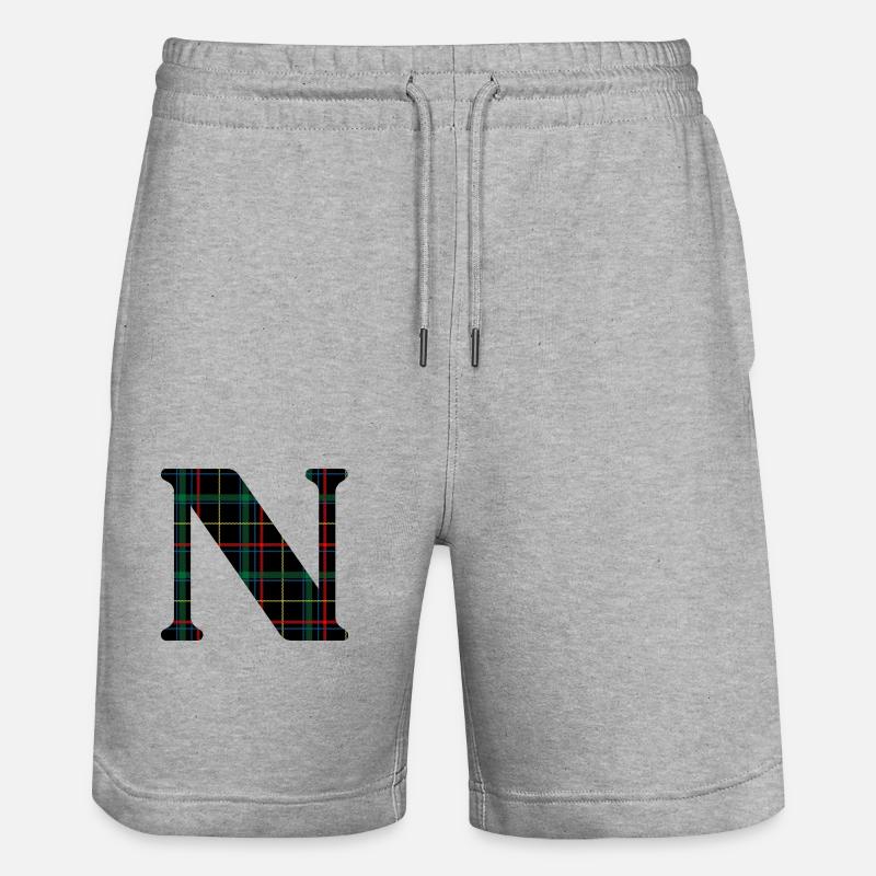 Monogramme n tartan écossais - Short de jogging bio TRAINER Stanley/Stella unisexe - gris chiné