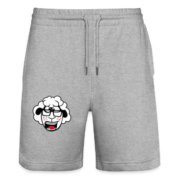 Schaf Nerd Hornbrille Brille Spange Geek Schlau - Stanley/Stella Unisex Bio Joggingshorts Trainer  - Grau meliert - Vorne - Nik (191cm) & Marisol (170cm)