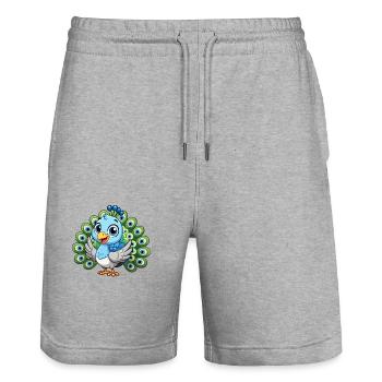 Peacock child - Stanley/Stella Trainer Unisex Organic Jogging Shorts - heather grey - Front - Nik (191cm) & Marisol (170cm)