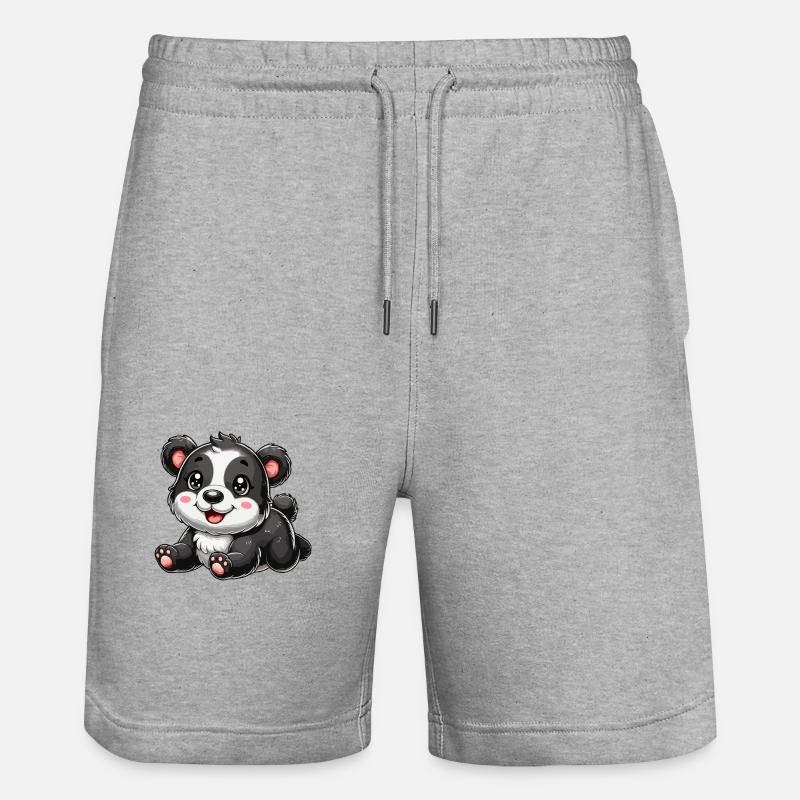 Bébé ours noir et blanc - Short de jogging bio TRAINER Stanley/Stella unisexe - gris chiné