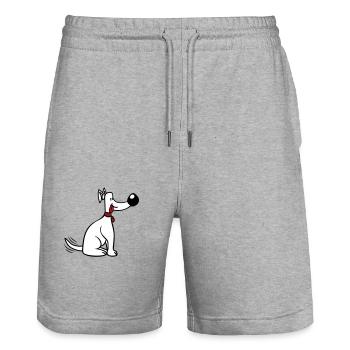Chien Gros Nez Remuant Mignon Heureux - Short de jogging bio TRAINER Stanley/Stella unisexe - gris chiné - Devant - Nik (191cm) & Marisol (170cm)