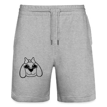 Dog Face Girl Cute Bow Female Woman - Stanley/Stella Trainer Unisex Organic Jogging Shorts - heather grey - Front - Nik (191cm) & Marisol (170cm)