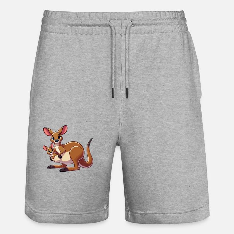Mère kangourou avec enfant - Short de jogging bio TRAINER Stanley/Stella unisexe - gris chiné