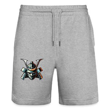 samurai maske - Stanley/Stella Unisex Bio Joggingshorts Trainer  - Grau meliert - Vorne - Nik (191cm) & Marisol (170cm)