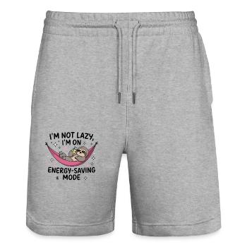 Lazy Sloth Energieeinsparung - Stanley/Stella Unisex Bio Joggingshorts Trainer  - Grau meliert - Vorne - Nik (191cm) & Marisol (170cm)