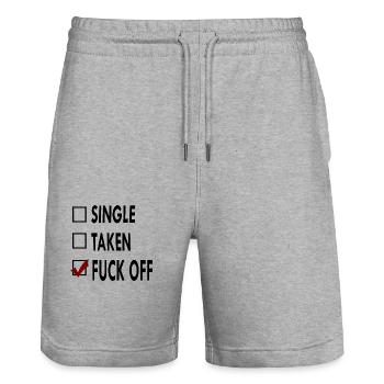 SINGLE noir blanc FUCK - Short de jogging bio TRAINER Stanley/Stella unisexe - gris chiné - Devant - Nik (191cm) & Marisol (170cm)