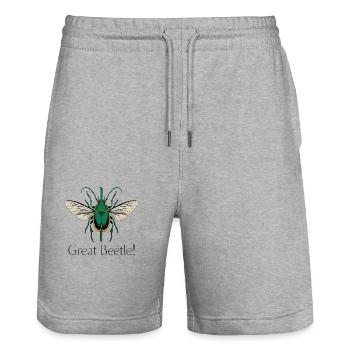 GREAT BEE - Stanley/Stella Trainer Unisex Organic Jogging Shorts - heather grey - Front - Nik (191cm) & Marisol (170cm)