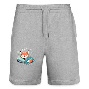 Fox Sleeping In Bed At Night Time - Stanley/Stella Unisex Bio Joggingshorts Trainer  - Grau meliert - Vorne - Nik (191cm) & Marisol (170cm)