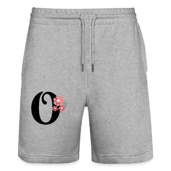Lettre o fleurs minimalistes - Short de jogging bio TRAINER Stanley/Stella unisexe - gris chiné - Devant - Nik (191cm) & Marisol (170cm)