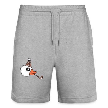 Canard Fête Serviette Chapeau Anniversaire Célébrer le Nouvel An - Short de jogging bio TRAINER Stanley/Stella unisexe - gris chiné - Devant - Nik (191cm) & Marisol (170cm)