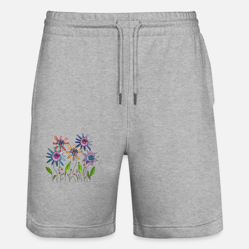 Blumen - Stanley/Stella Unisex Bio Joggingshorts Trainer  - Grau meliert