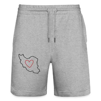 Iran Persia Love Heart - Stanley/Stella Trainer Unisex Organic Jogging Shorts - heather grey - Front - Nik (191cm) & Marisol (170cm)