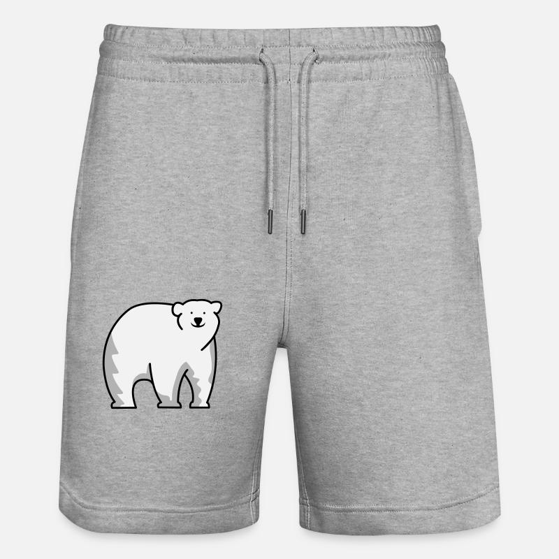 Polar bear - Stanley/Stella Trainer Unisex Organic Jogging Shorts - heather grey