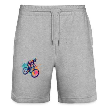 Conception de VTT - Short de jogging bio TRAINER Stanley/Stella unisexe - gris chiné - Devant - Nik (191cm) & Marisol (170cm)