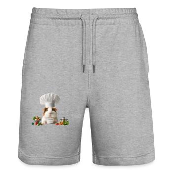 Chef Guinea Pig’s Gourmet Kitchen - Stanley/Stella Unisex Bio Joggingshorts Trainer  - Grau meliert - Vorne - Nik (191cm) & Marisol (170cm)