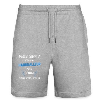 Awesome Handball T-Shirt - Stanley/Stella Trainer Unisex Organic Jogging Shorts - heather grey - Front - Nik (191cm) & Marisol (170cm)